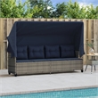 vidaXL PE Rattan Steel Polyester Large Sun Lounger in Gray