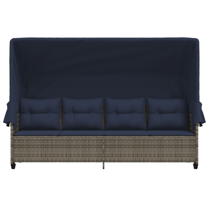 vidaXL PE Rattan Steel Polyester Large Sun Lounger in Gray