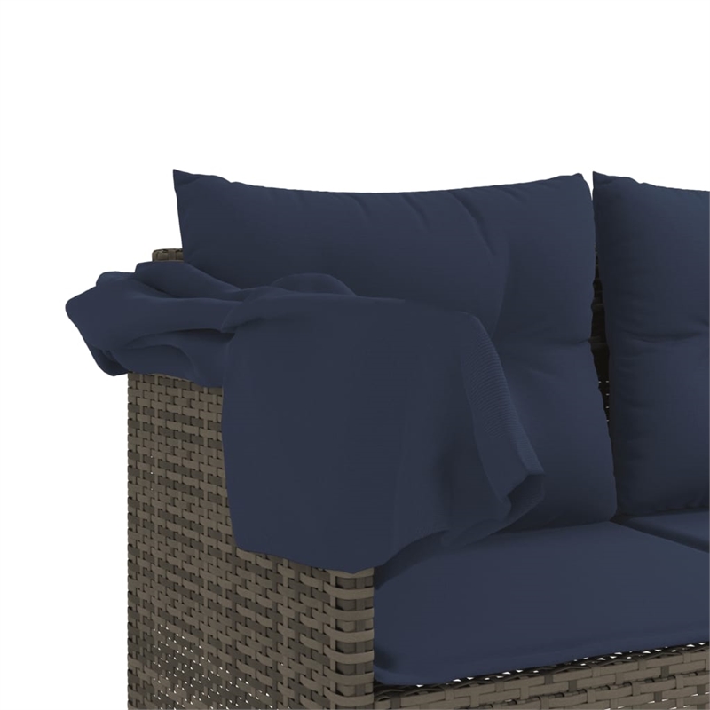 vidaXL PE Rattan Steel Polyester Large Sun Lounger in Gray