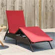 vidaXL Patio PE Rattan 1-Person Sun Lounger in Brown and Red