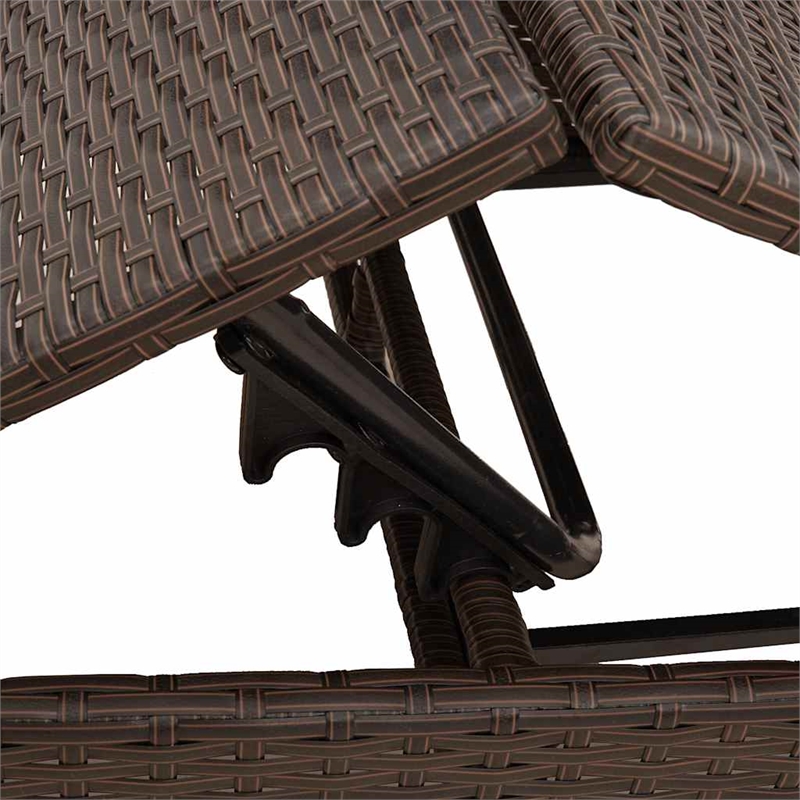 vidaXL Patio PE Rattan 1-Person Sun Lounger in Brown and Red