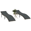 vidaXL PE Rattan One Size Sun Lounger in Light Gray  (Set of 2)