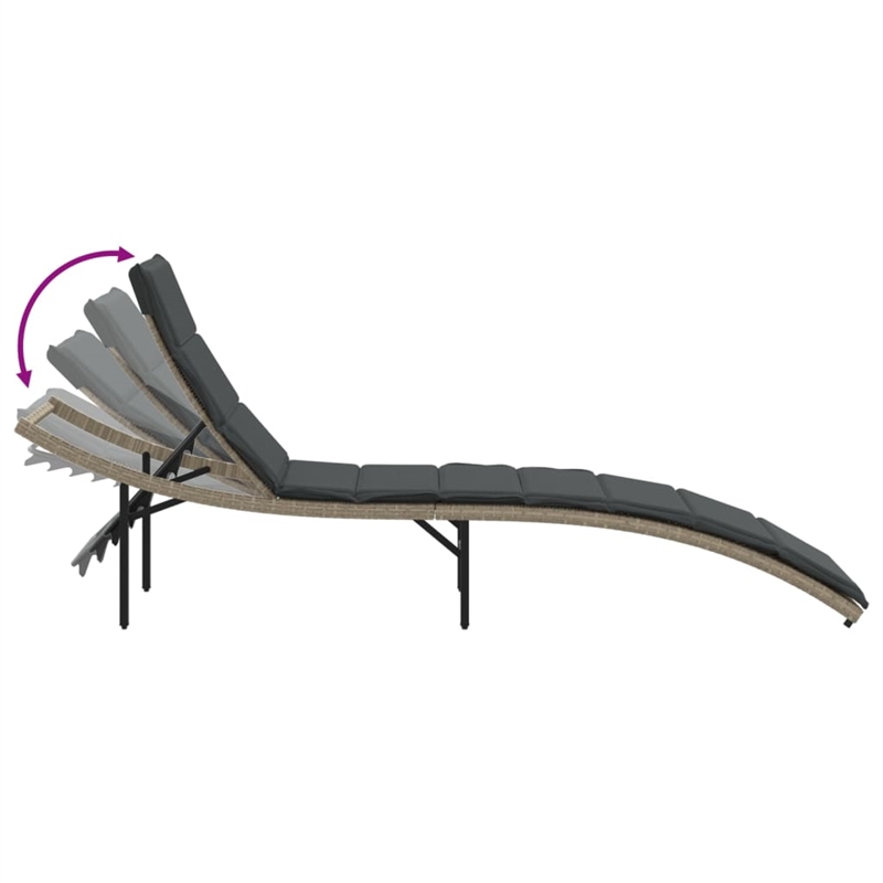vidaXL PE Rattan One Size Sun Lounger in Light Gray  (Set of 2)