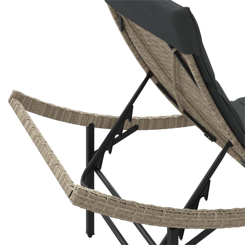vidaXL PE Rattan One Size Sun Lounger in Light Gray  (Set of 2)