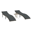vidaXL PE Rattan One Size Sun Lounger in Light Gray  (Set of 2)