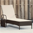 vidaXL PE Rattan Steel Foam Polyester Sun Lounger in Brown