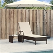 vidaXL PE Rattan Steel Foam Polyester Sun Lounger in Brown