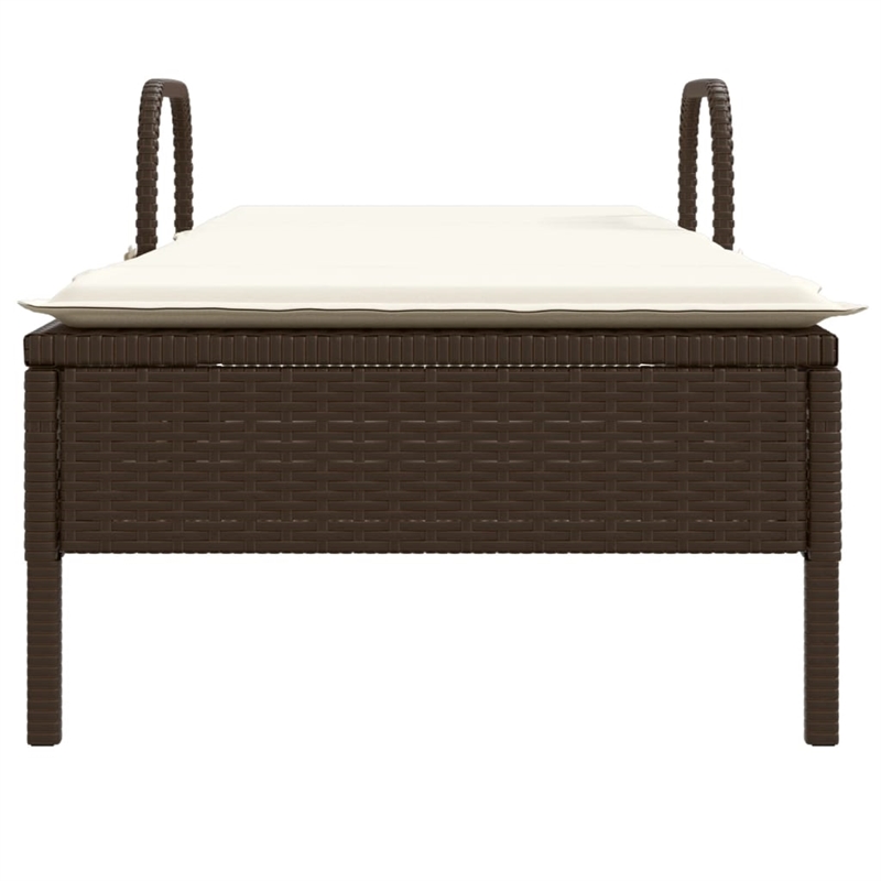 vidaXL PE Rattan Steel Foam Polyester Sun Lounger in Brown