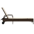 vidaXL PE Rattan Steel Foam Polyester Sun Lounger in Brown