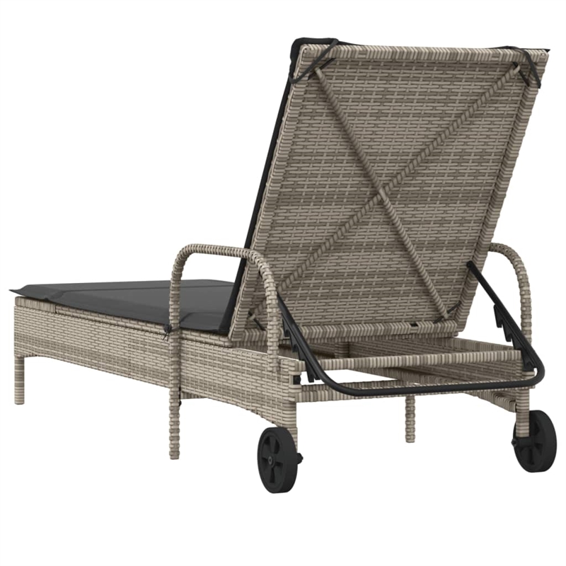 vidaXL PE Rattan Steel Polyester Sun Lounger in Gray