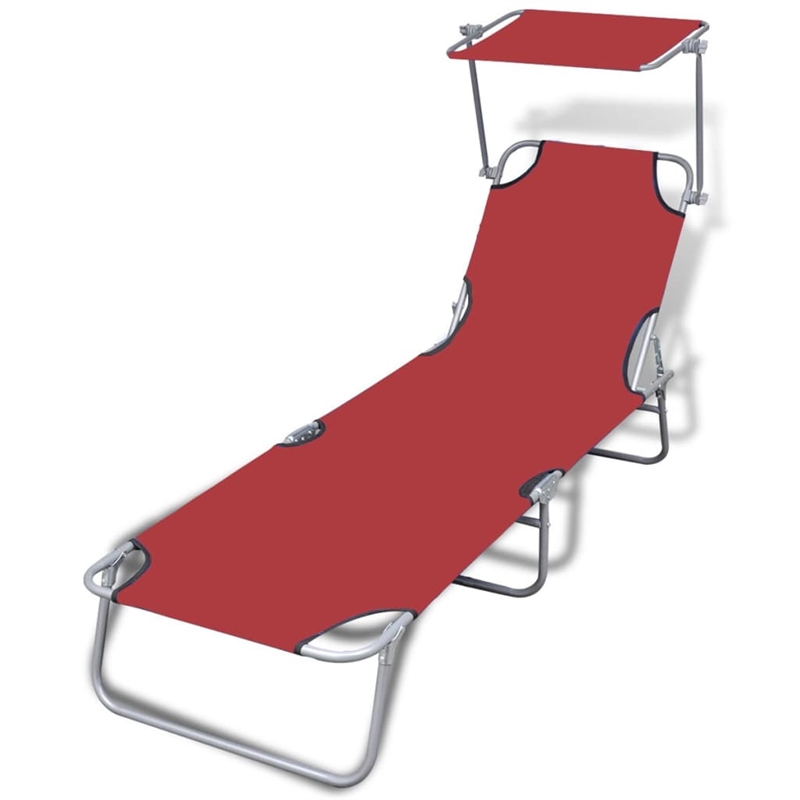 vidaXL Polyester Fabric Powder-Coated Steel Standard Sun Lounger in Red
