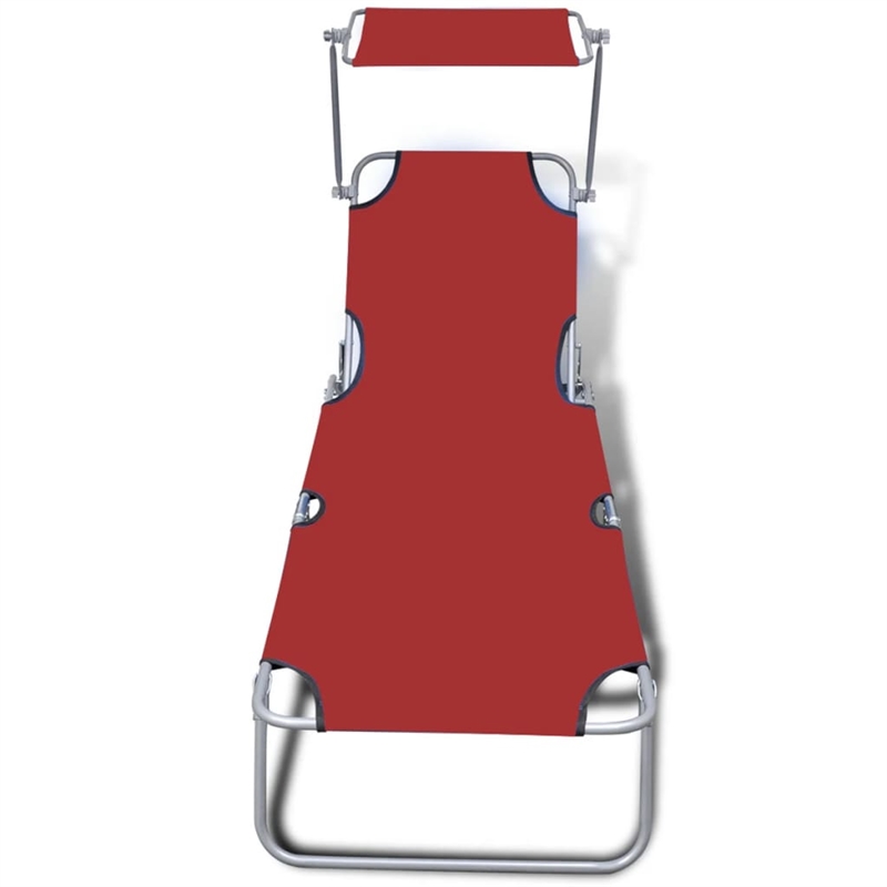 vidaXL Polyester Fabric Powder-Coated Steel Standard Sun Lounger in Red