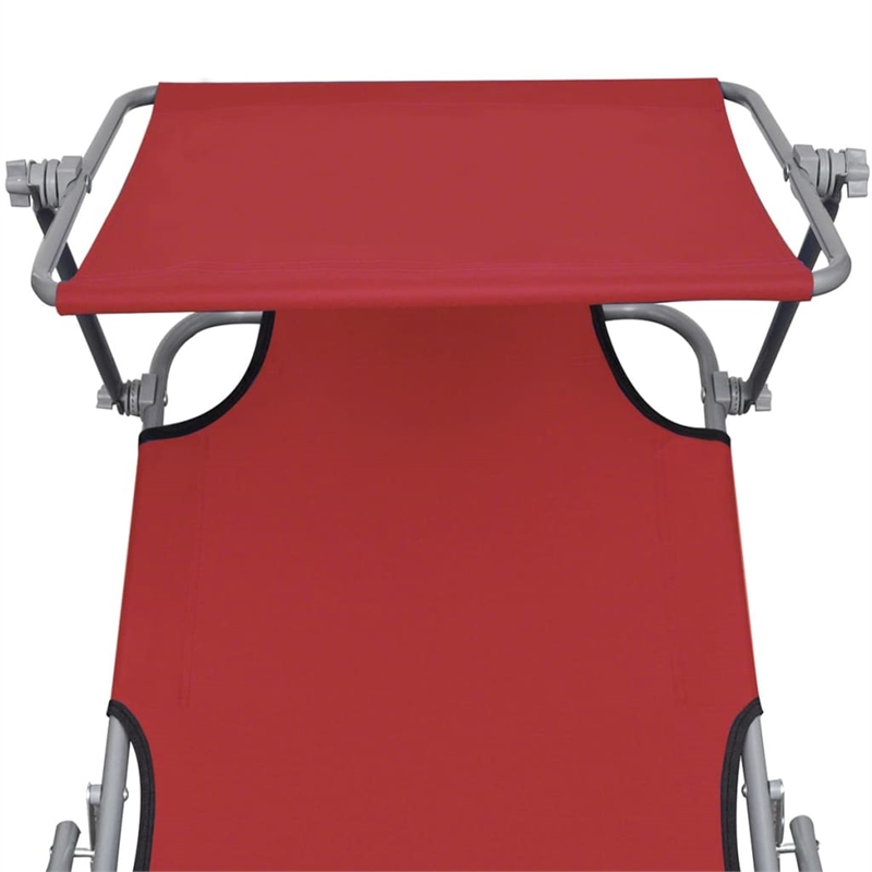 vidaXL Polyester Fabric Powder-Coated Steel Standard Sun Lounger in Red
