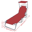 vidaXL Polyester Fabric Powder-Coated Steel Standard Sun Lounger in Red