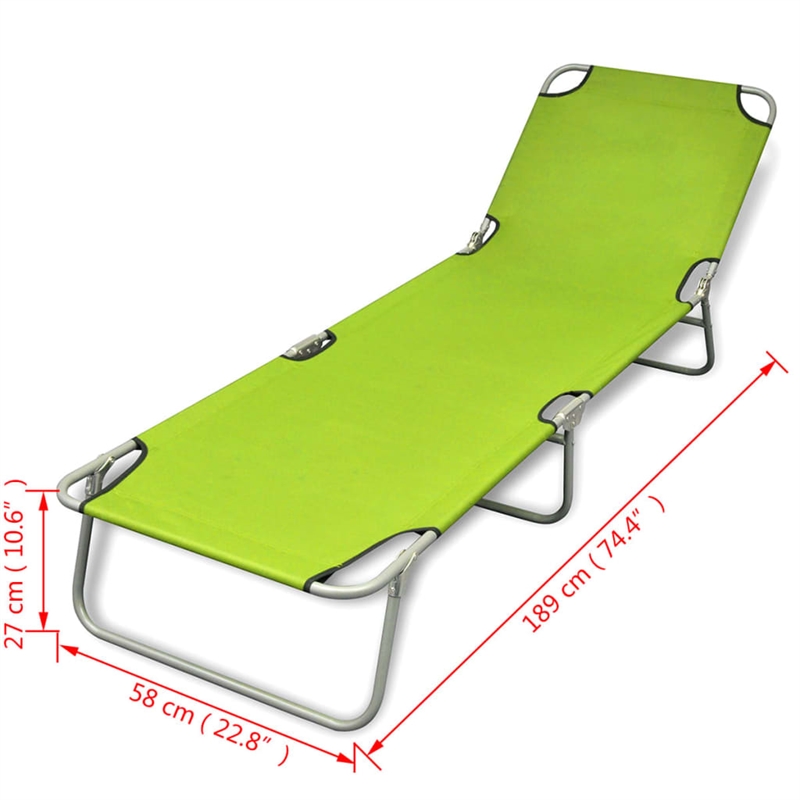 vidaXL Polyester One-Size Foldable Sun Lounger in Apple Green