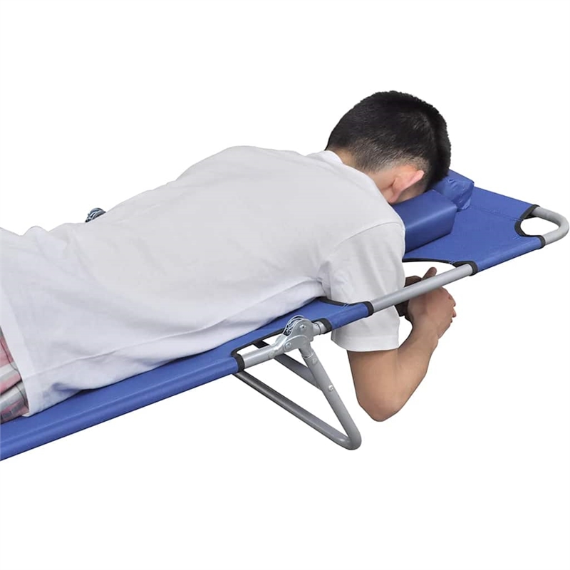 vidaXL Powder-Coated Steel Polyester Sun Lounger in Blue