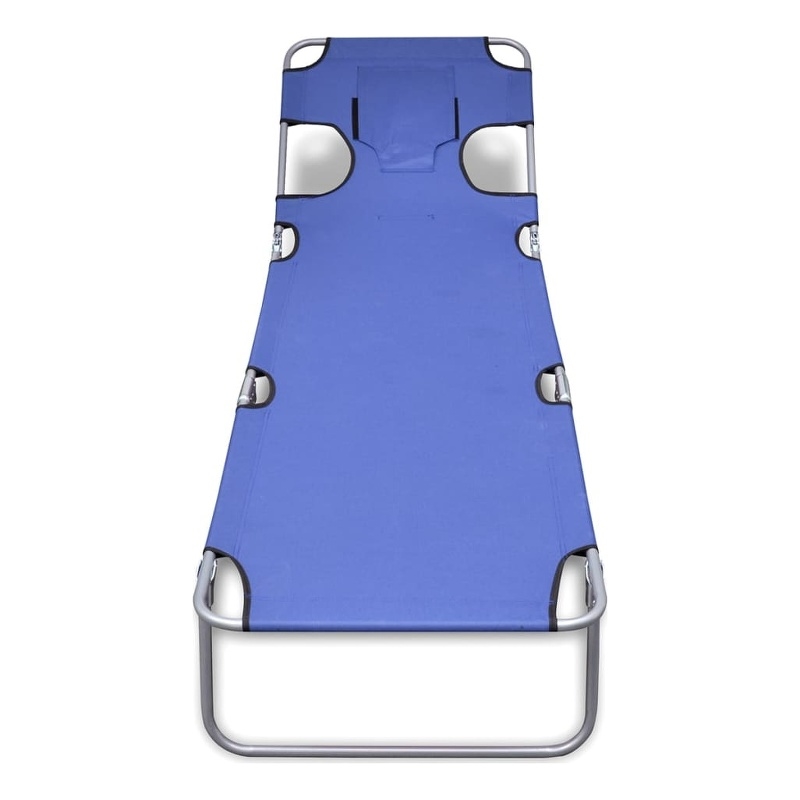 vidaXL Powder-Coated Steel Polyester Sun Lounger in Blue