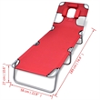 vidaXL Powder-Coated Steel Polyester Large Sun Lounger in Red