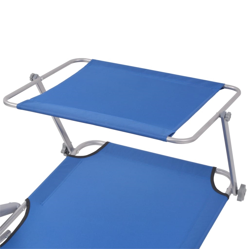 vidaXL Powder-Coated Steel Frame Sun Lounger w/ Polyester Fabric in Blue