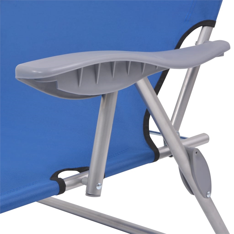 vidaXL Powder-Coated Steel Frame Sun Lounger w/ Polyester Fabric in Blue