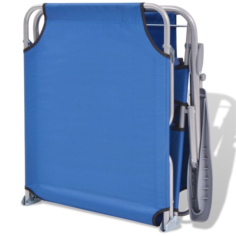 vidaXL Powder-Coated Steel Frame Sun Lounger w/ Polyester Fabric in Blue