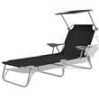 vidaXL Powder-Coated Steel Medium Foldable Sunlounger in Black