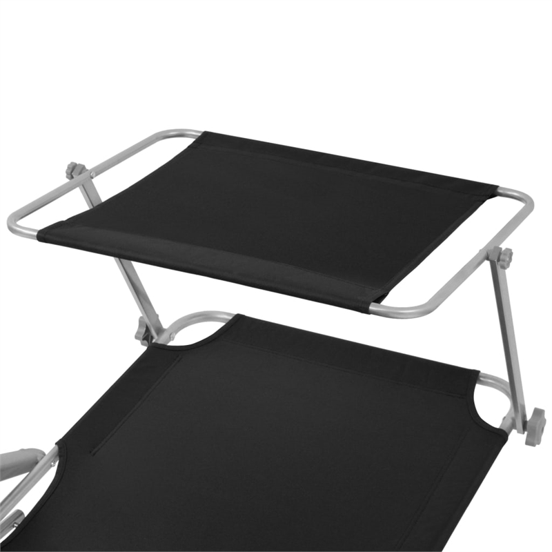 vidaXL Powder-Coated Steel Medium Foldable Sunlounger in Black