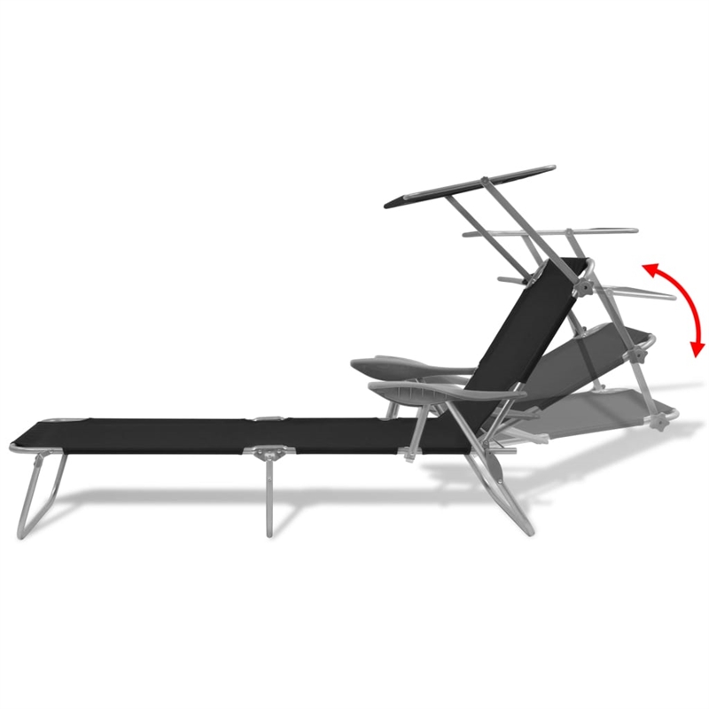 vidaXL Powder-Coated Steel Medium Foldable Sunlounger in Black
