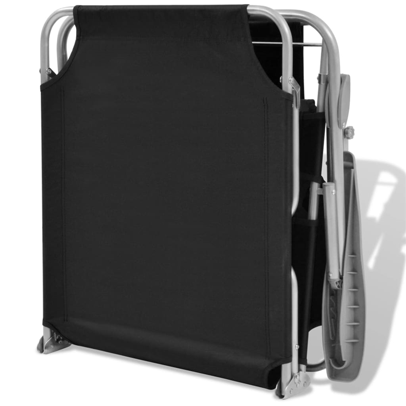 vidaXL Powder-Coated Steel Medium Foldable Sunlounger in Black