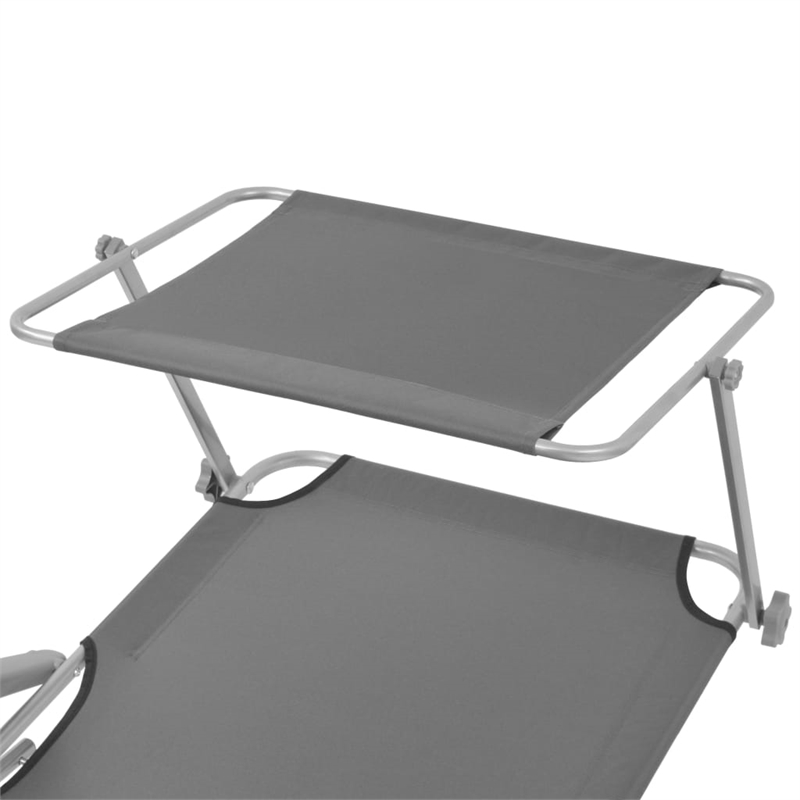 vidaXL Powder-Coated Steel Frame Sun Lounger w/ Polyester Fabric in Gray