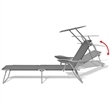 vidaXL Powder-Coated Steel Frame Sun Lounger w/ Polyester Fabric in Gray