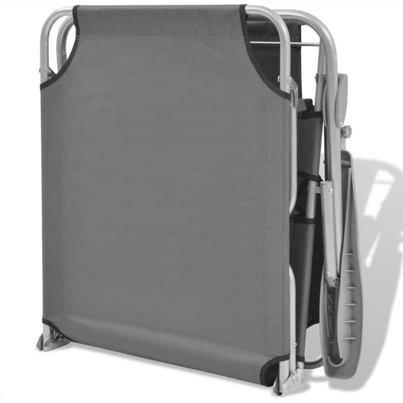 vidaXL Powder-Coated Steel Frame Sun Lounger w/ Polyester Fabric in Gray