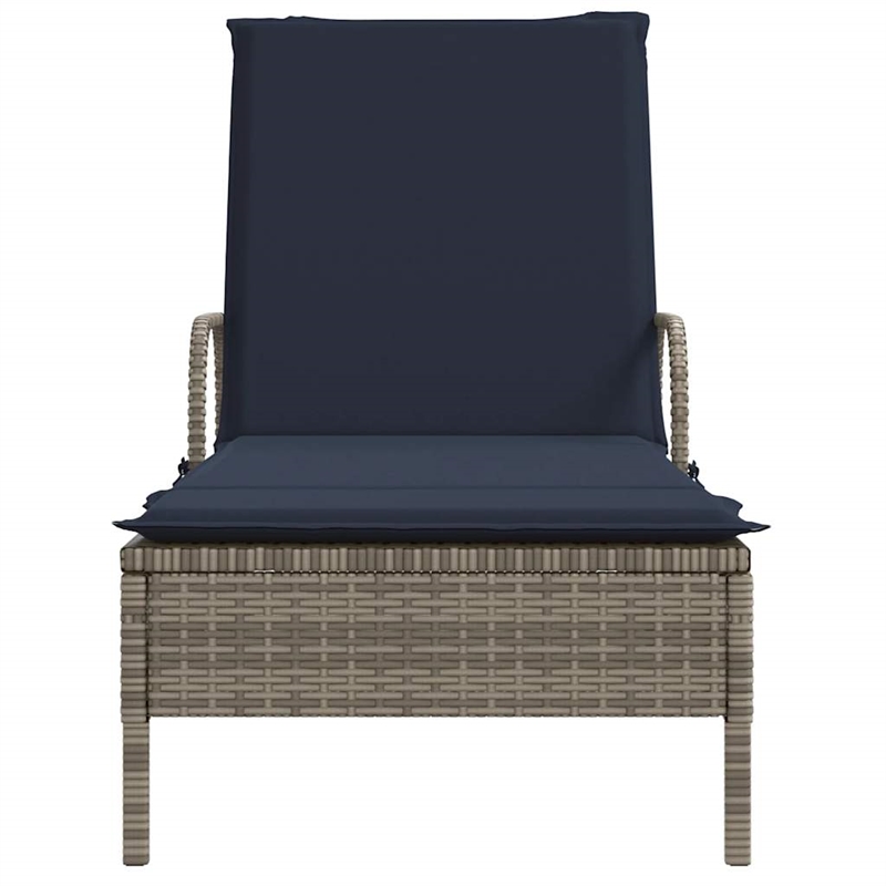 vidaXL PE Rattan Steel Polyester Sun Lounger in Gray