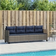 vidaXL PE Rattan Steel Polyester Sun Lounger in Gray and Navy