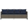 vidaXL PE Rattan Steel Polyester Sun Lounger in Gray and Navy