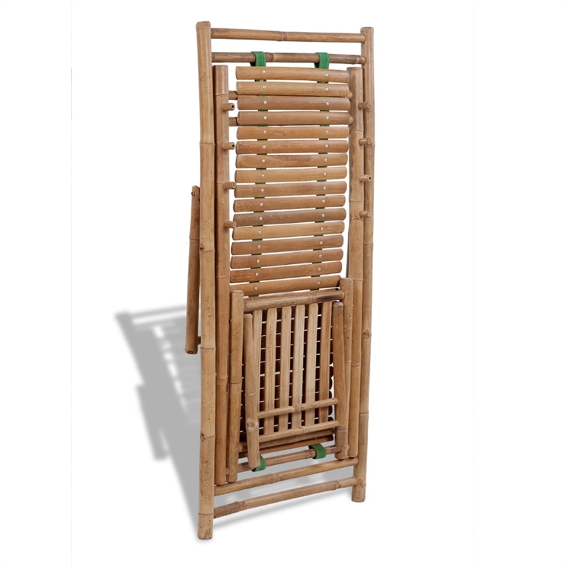 vidaXL Bamboo Full-Size Foldable Sun Lounger in Natural