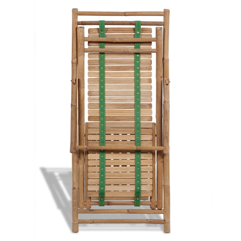 vidaXL Bamboo Full-Size Foldable Sun Lounger in Natural