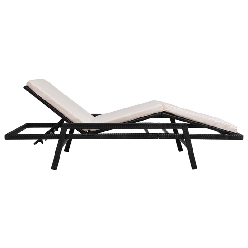 vidaXL PE Rattan Standard Sunlounger w/ Adjustable Footrests in Black
