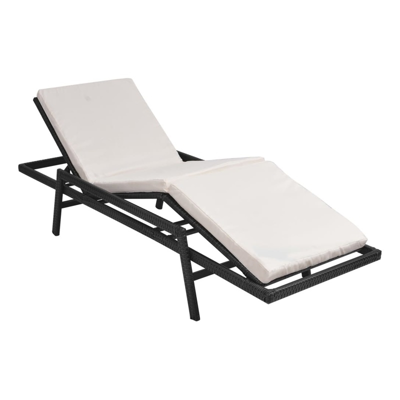 vidaXL PE Rattan Standard Sunlounger w/ Adjustable Footrests in Black