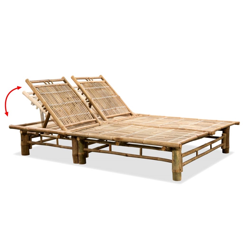 vidaXL Bamboo Extra Large Sunlounger in Natural Bamboo