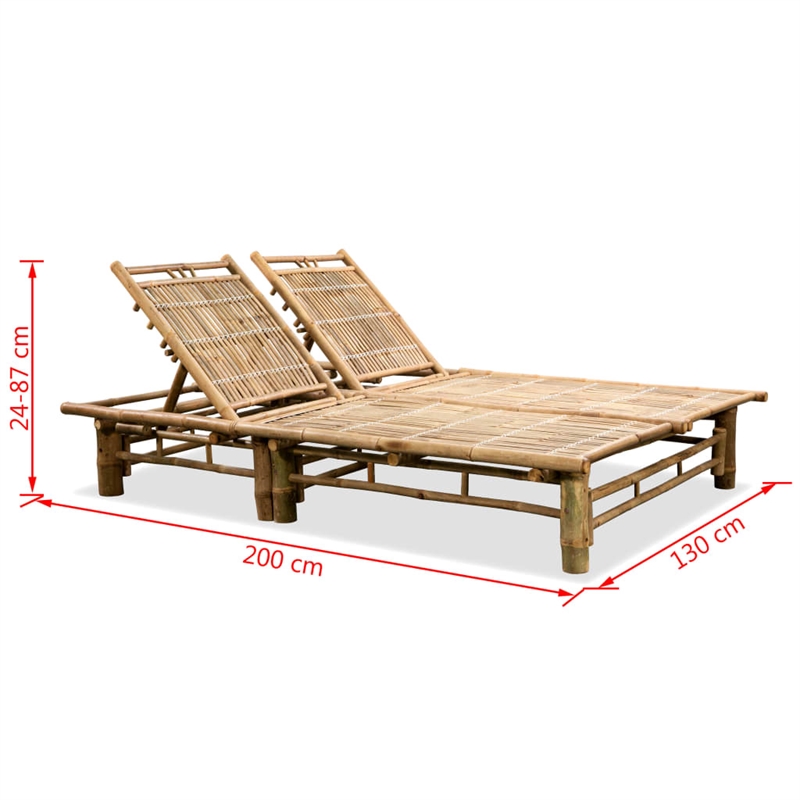 vidaXL Bamboo Extra Large Sunlounger in Natural Bamboo