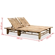 vidaXL Bamboo Extra Large Sunlounger in Natural Bamboo