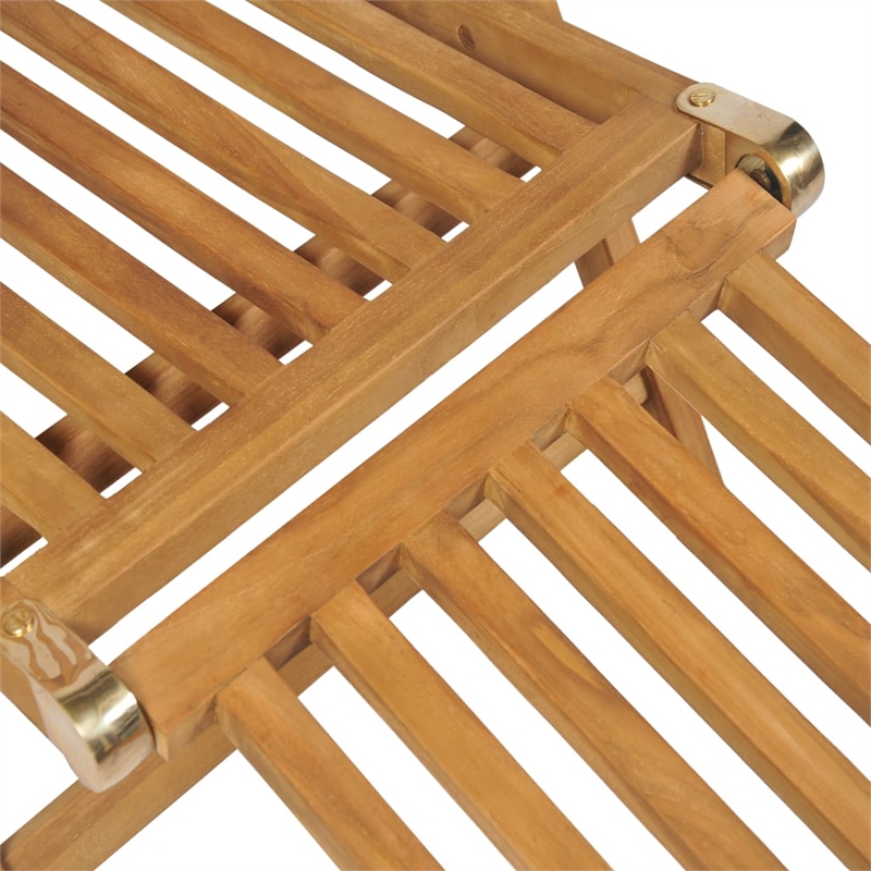 vidaXL Teak Rectangular Foldable Deck Chair in Brown