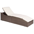 vidaXL PE Rattan Sunlounger w/ Powder-Coated Steel & Polyester in Brown & Cream