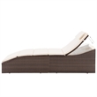 vidaXL PE Rattan Sunlounger w/ Powder-Coated Steel & Polyester in Brown & Cream