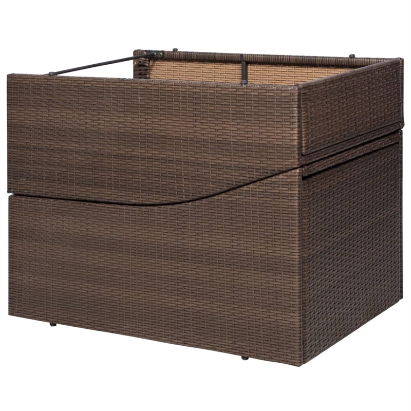 vidaXL PE Rattan Sunlounger w/ Powder-Coated Steel & Polyester in Brown & Cream
