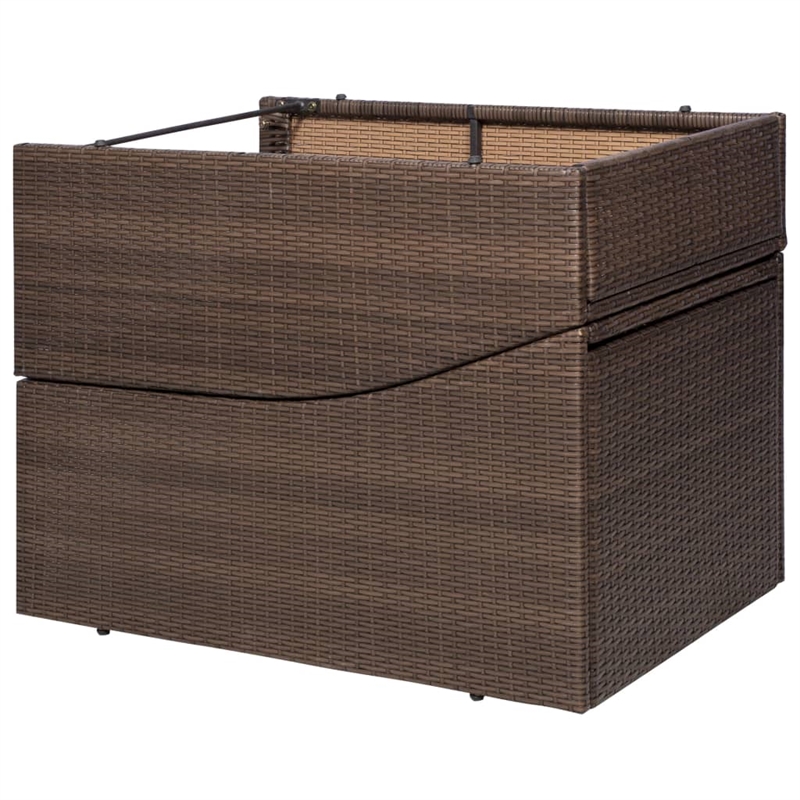 vidaXL PE Rattan Sunlounger w/ Powder-Coated Steel & Polyester in Brown & Cream