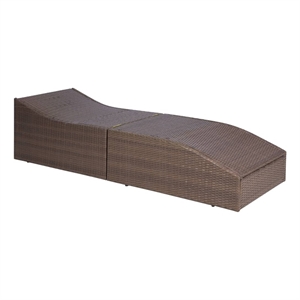 vidaXL PE Rattan Sunlounger w/ Powder-Coated Steel & Polyester in Brown & Cream