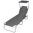 vidaXL Powder-Coated Steel Single Foldable Sunlounger in Gray