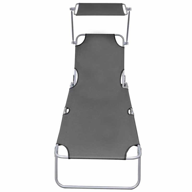 vidaXL Powder-Coated Steel Single Foldable Sunlounger in Gray